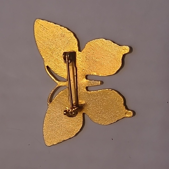 Brooch Vintage Cloissonne Butterfly gold plated rollover pin Y2k Fairy Whimsy - Picture 2 of 5